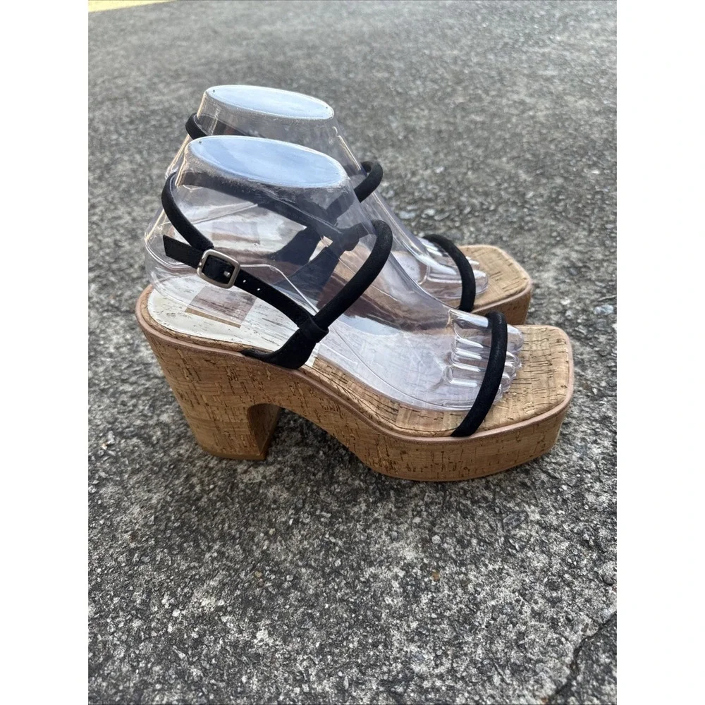 Dolce Vita Jodie Sandals Women's 8.5 Black Strappy Platform Cork Heels